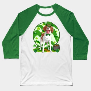 Brittany Dog St Patricks Day Leprechaun Baseball T-Shirt